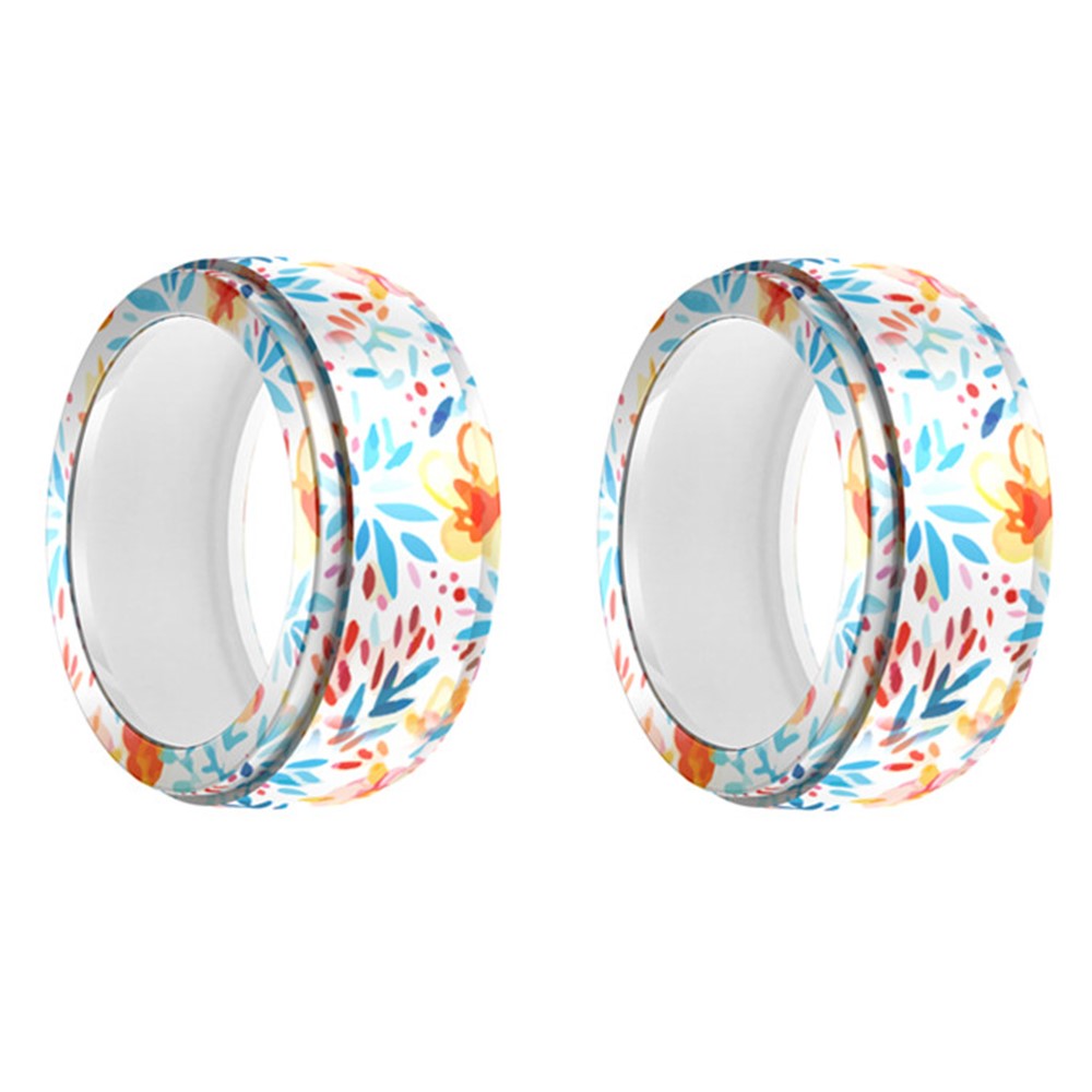 2Pcs for Samsung Galaxy Ring / Oura Ring Gen3 Smart Ring Protective Cover S+M Printed Pattern Silicone Sleeve