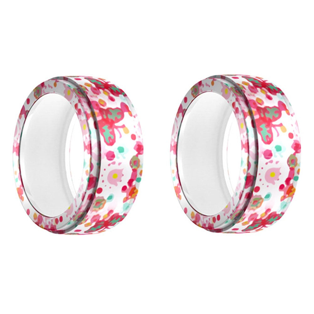 2Pcs for Samsung Galaxy Ring / Oura Ring Gen3 Smart Ring Protective Cover S+M Printed Pattern Silicone Sleeve