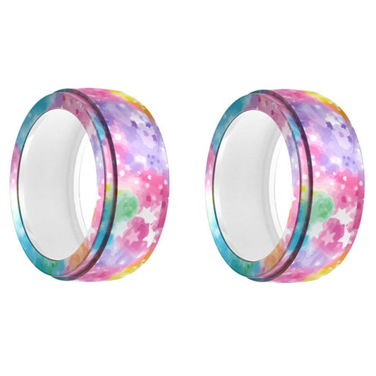 2Pcs for Samsung Galaxy Ring / Oura Ring Gen3 Smart Ring Protective Cover S+M Printed Pattern Silicone Sleeve