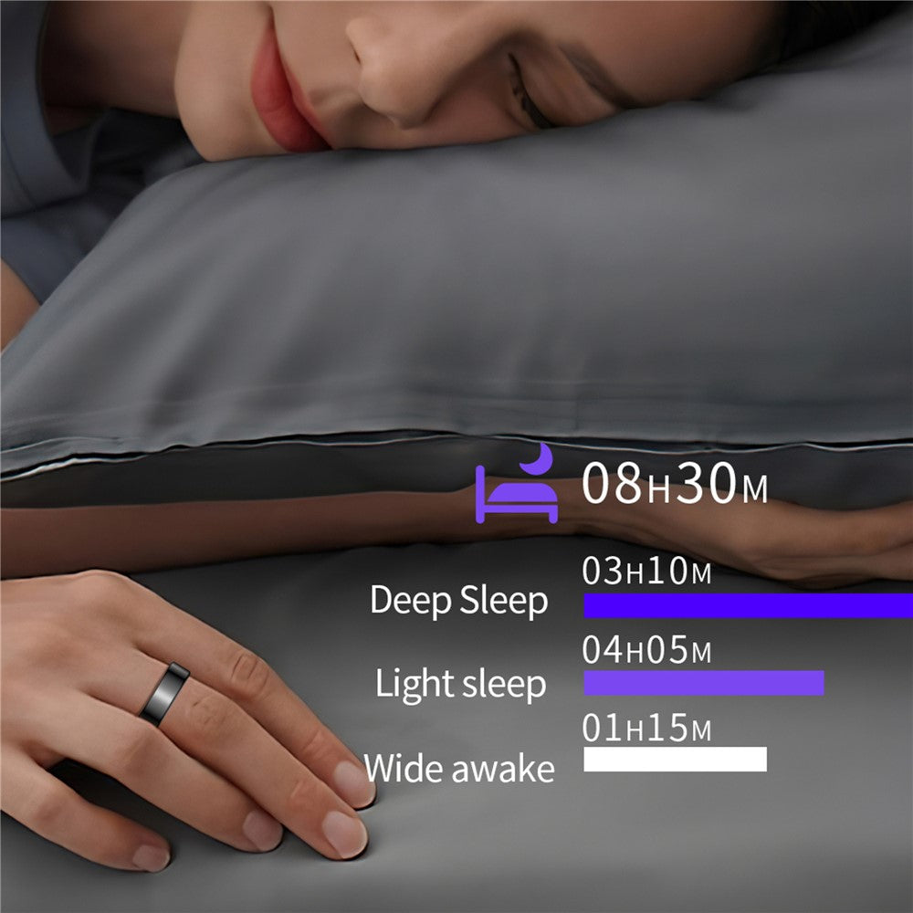 SY02 Carbon Fiber Pattern Smart Ring Multifunction Sleep Tracker Blood Oxygen Heart Rate Monitor, with Charging Case