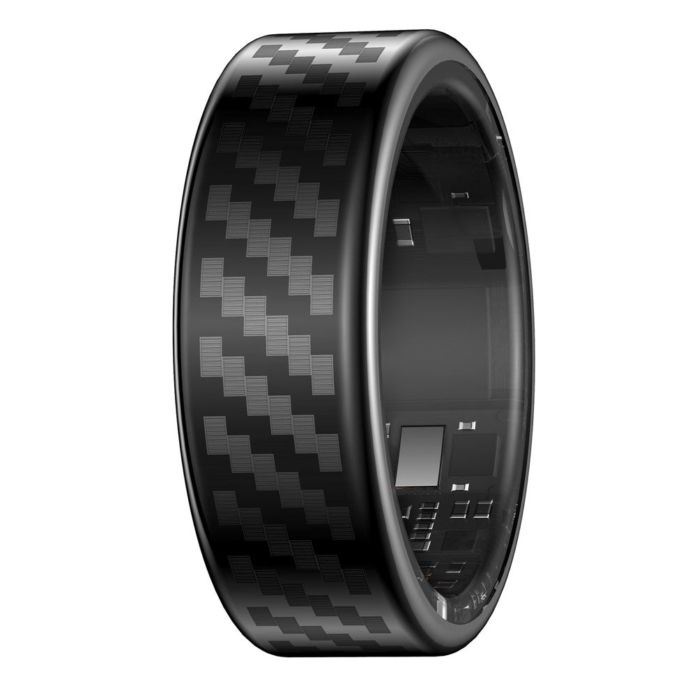 SY02 Carbon Fiber Pattern Smart Ring Multifunction Sleep Tracker Blood Oxygen Heart Rate Monitor, with Charging Case