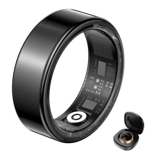 SY02 Solid Color Smart Ring Multifunction Sleep Tracker Blood Oxygen Heart Rate Monitor, with Charging Case