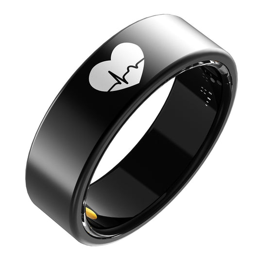 R30 Heart Pattern Smart Ring Waterproof ECG Heart Rate Blood Oxygen Blood Pressure Sleep Tracker, with Charging Case