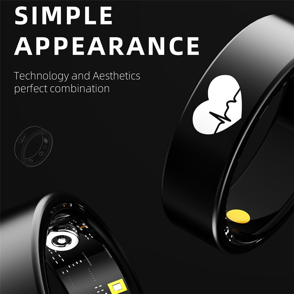 R30 Heart Pattern Smart Ring Waterproof ECG Heart Rate Blood Oxygen Blood Pressure Sleep Tracker, with Charging Case