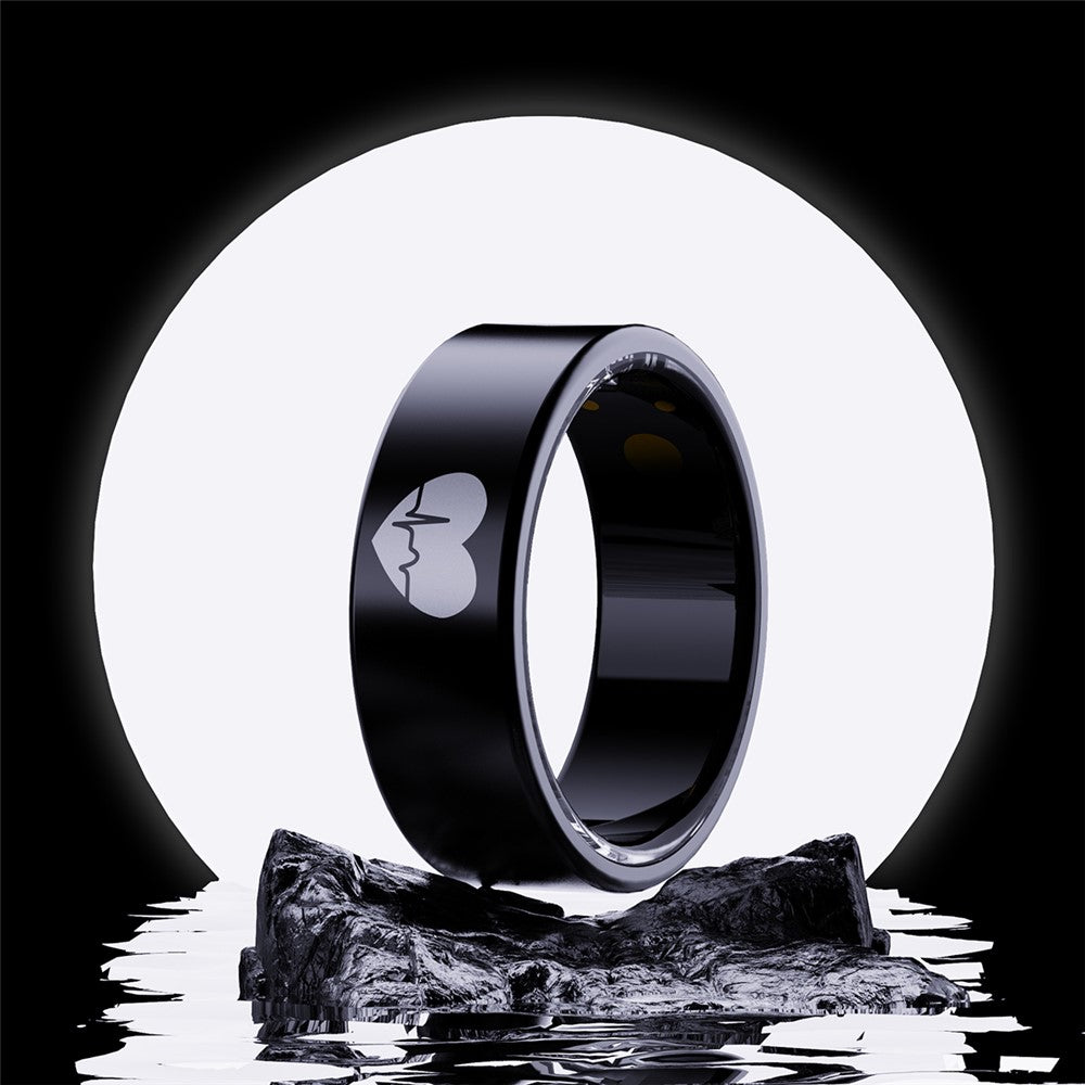 R30 Heart Pattern Smart Ring Waterproof ECG Heart Rate Blood Oxygen Blood Pressure Sleep Tracker, with Charging Case