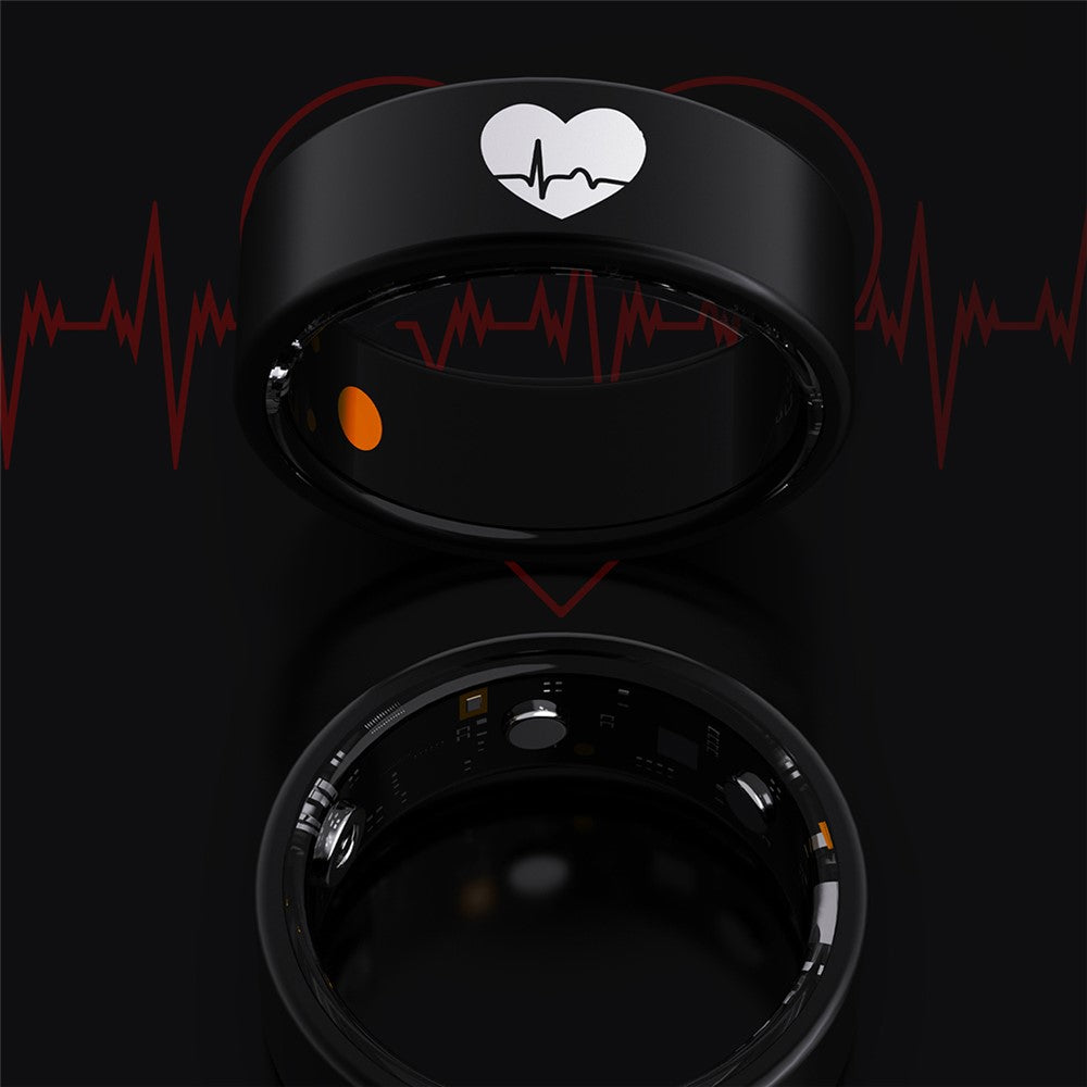 R30 Heart Pattern Smart Ring Waterproof ECG Heart Rate Blood Oxygen Blood Pressure Sleep Tracker, with Charging Case