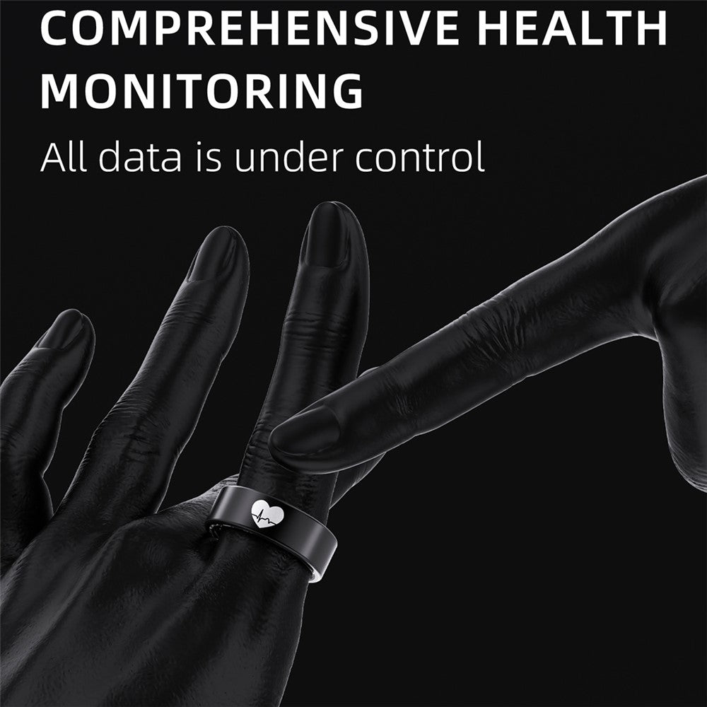 R30 Heart Pattern Smart Ring Waterproof ECG Heart Rate Blood Oxygen Blood Pressure Sleep Tracker, with Charging Case