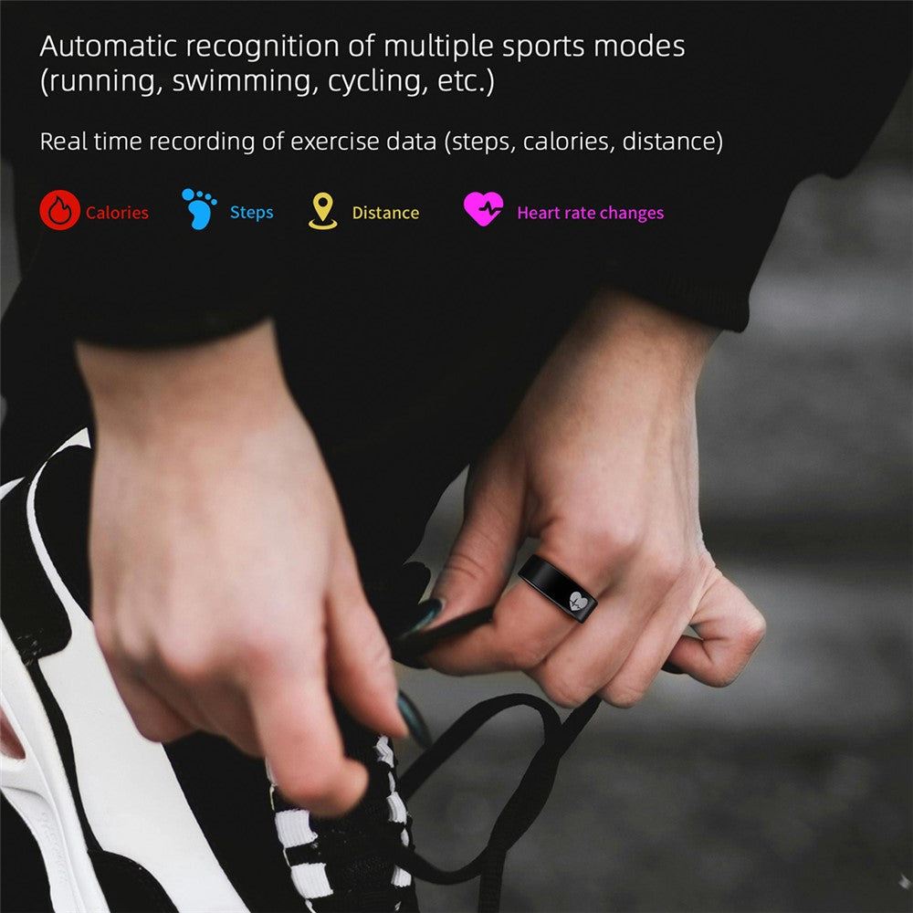 R30 Heart Pattern Smart Ring Waterproof ECG Heart Rate Blood Oxygen Blood Pressure Sleep Tracker, with Charging Case