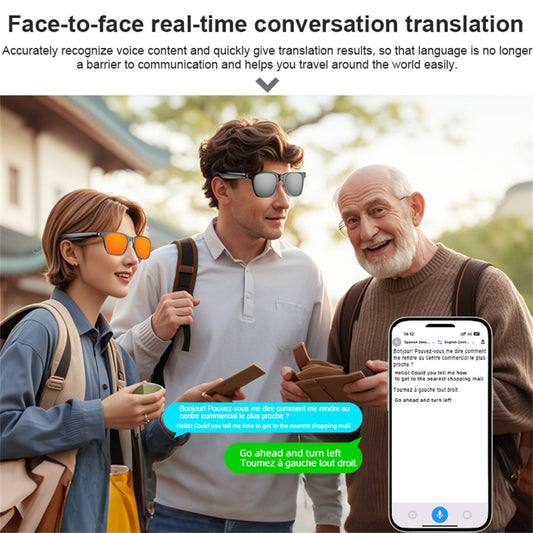 A11 AI Smart Bluetooth-compatible Glasses Multi Language Translation Video Call Cycling Sunglasses