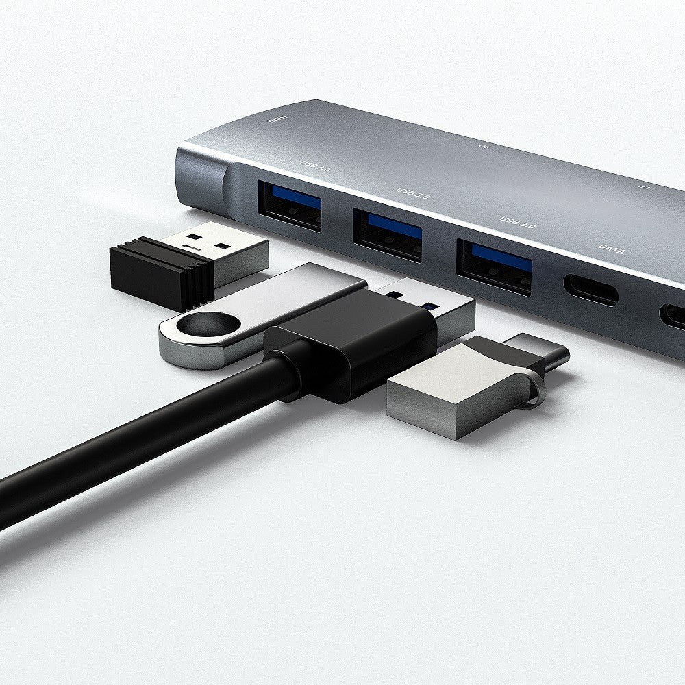 ZT-C909 9-Port USB C Hub Type C to 4K Resolution HD Video Adapter + PD + 2 x Memory Card Slots + 3.5mm Audio Port + 3 x USB 3.0 Ports + Type C Port Compatible for Laptops and Other Type C Devices