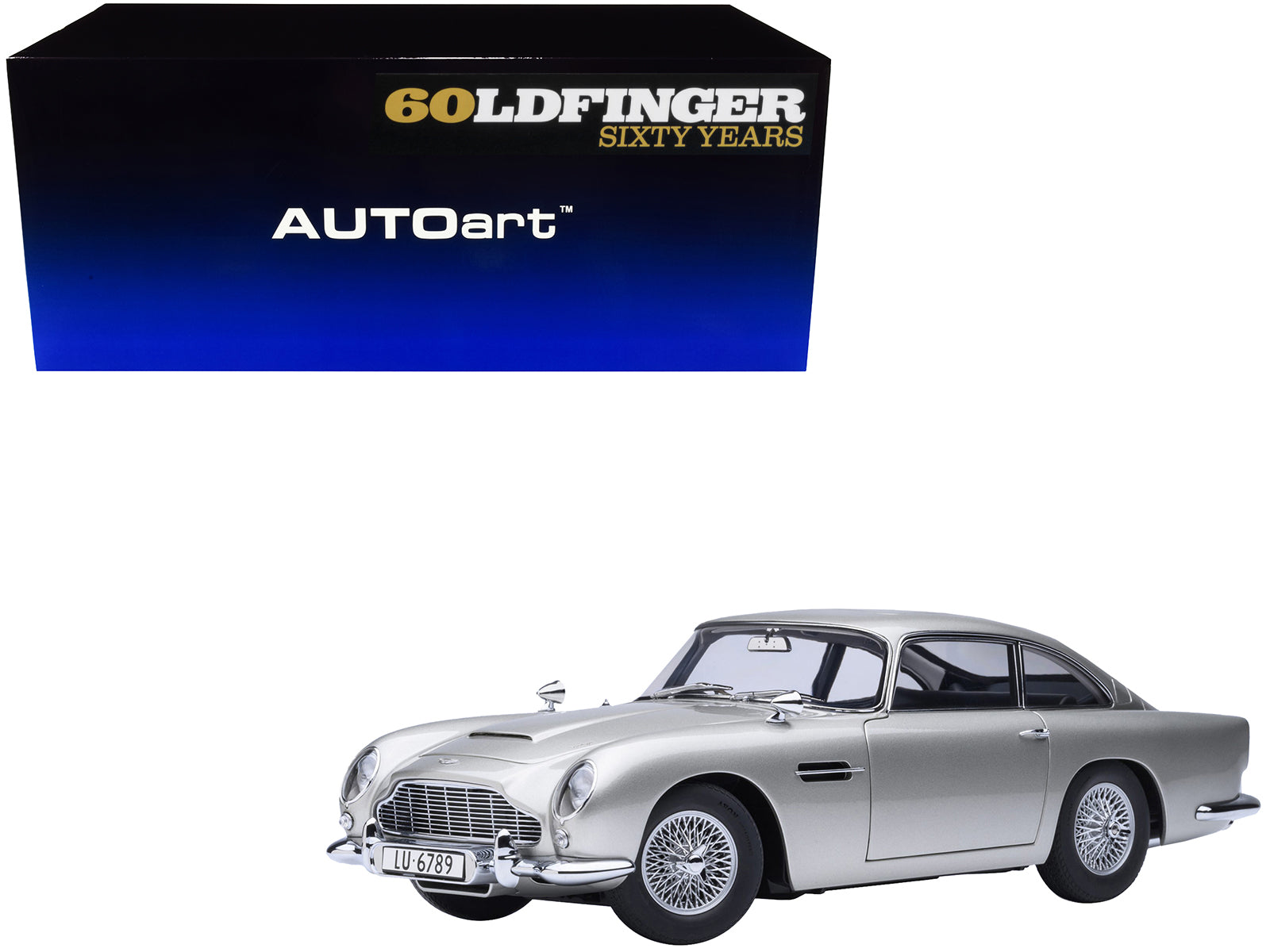 Aston Martin DB5 RHD (Right Hand Drive) Birch Silver 007 James Bond "Goldfinger" (1964) Movie 1/18 Model Car by Autoart