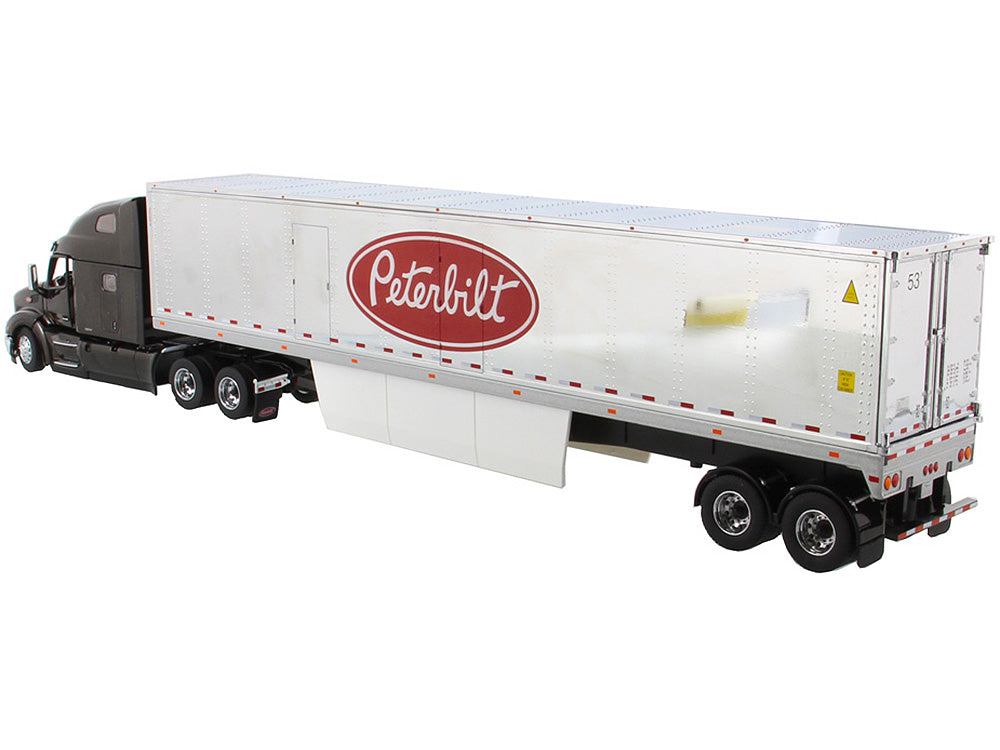 Peterbilt 579 UltraLoft Truck Tractor with 53' Refrigerated Van Legendary Black and Chrome "Transport Series" 1/50 Diecast Model by Diecast Masters