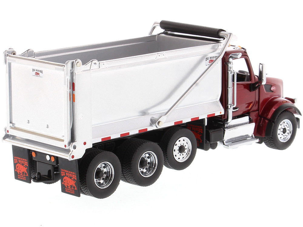 Peterbilt 567 SFFA Tandem Axle with Pusher Axle OX Stampede Dump Truck Red and Chrome "Transport Series" 1/50 Diecast Model by Diecast Masters