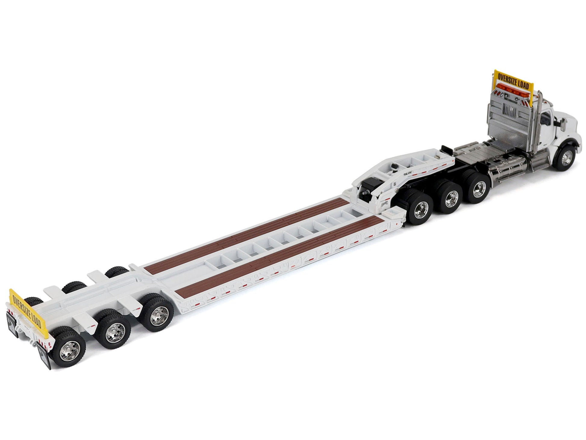 Kenworth T880 SBFA Tridem Truck with Trail King HDG Lowboy Trailer White "Transport Series" 1/50 Diecast Model by Diecast Masters
