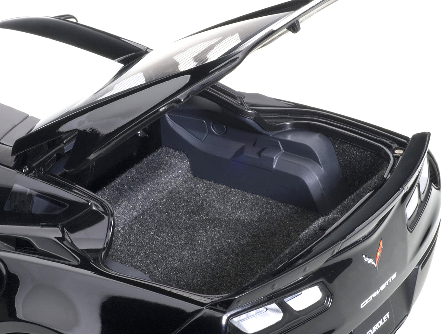 2017 Chevrolet Corvette C7 Grand Sport Black with White Stripe and Yellow Fender Hash Marks 1/18 Model Car by Autoart 