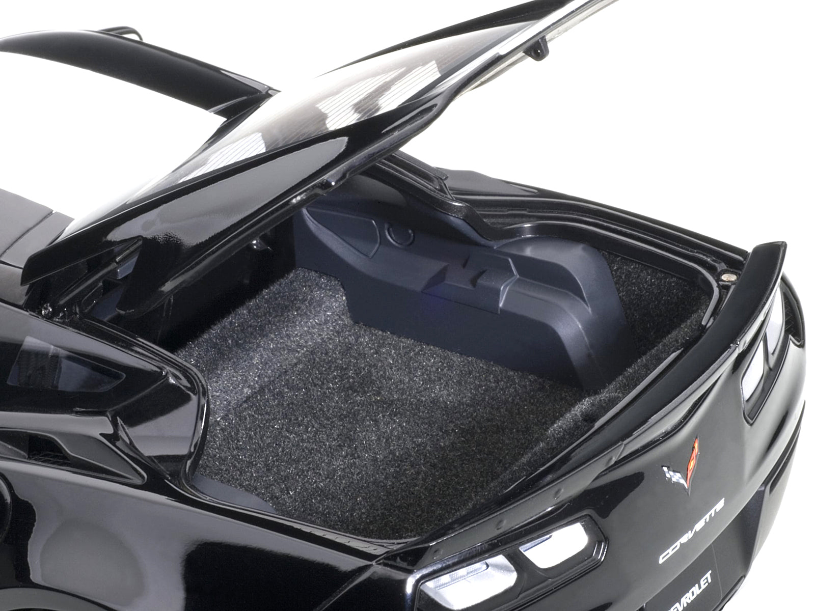 2017 Chevrolet Corvette C7 Grand Sport Black with White Stripe and Yellow Fender Hash Marks 1/18 Model Car by Autoart 