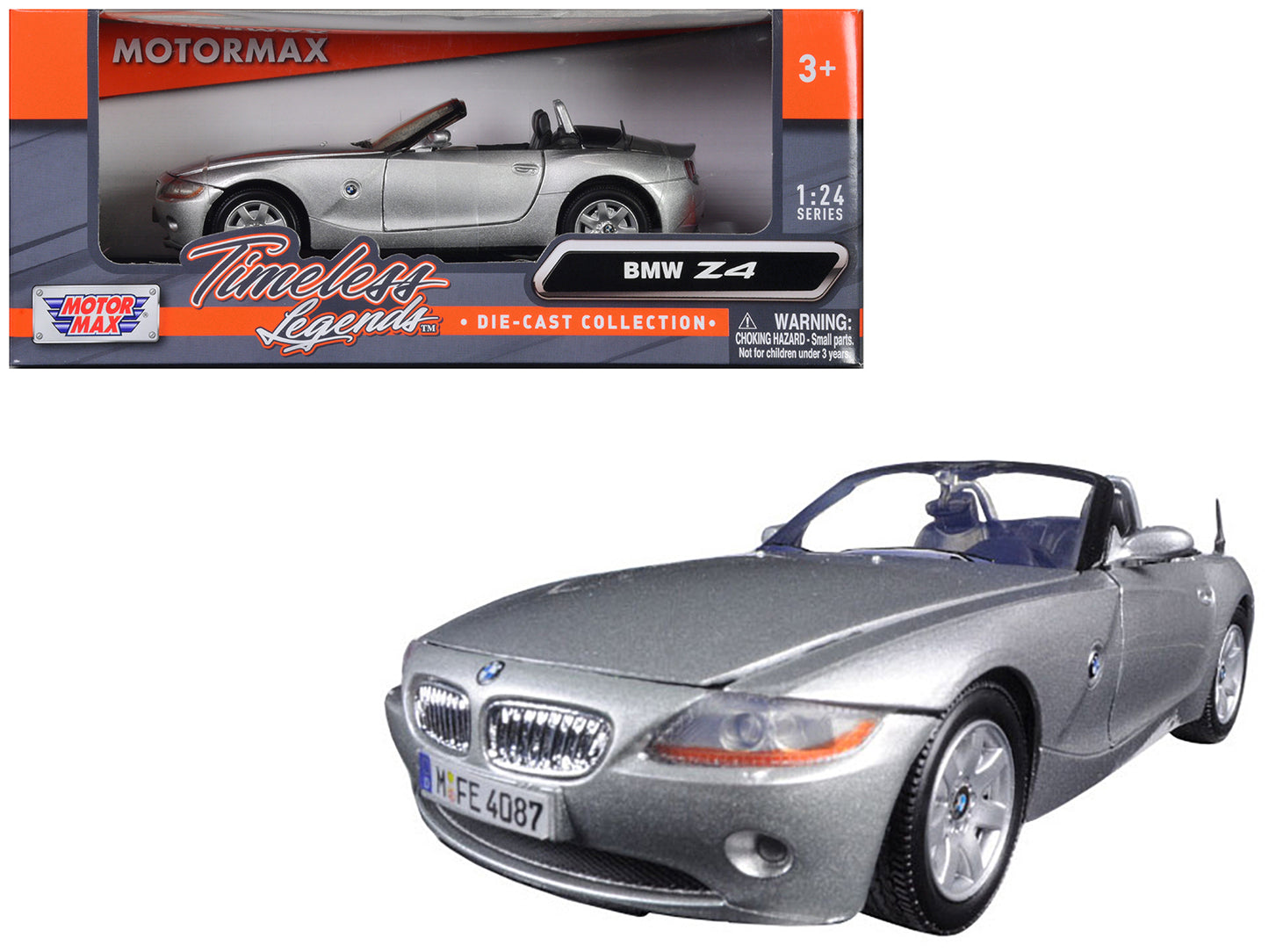 BMW Z4 Silver 1/24 Diecast Model Car by Motormax 