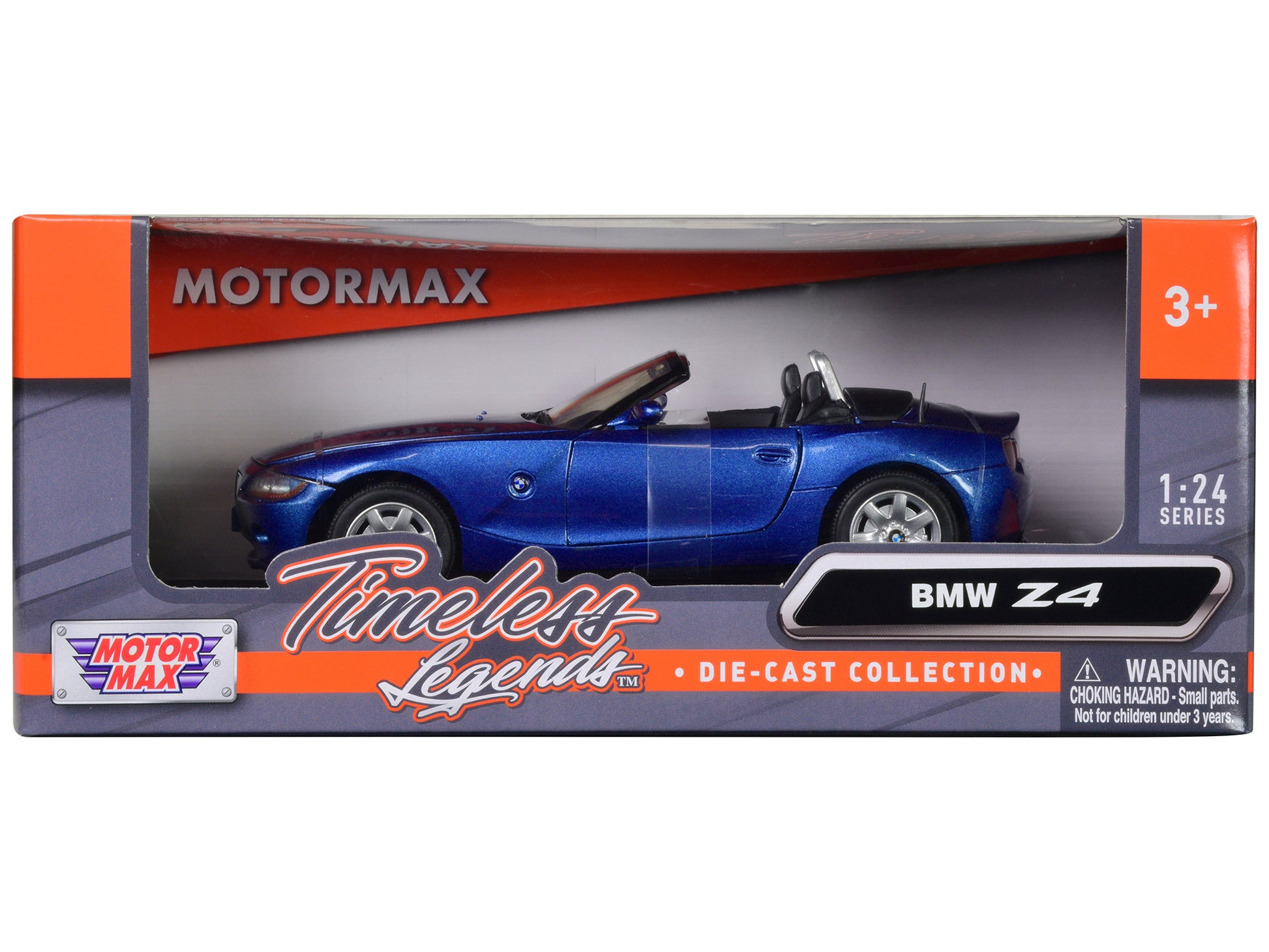 BMW Z4 Convertible Blue Metallic 1/24 Diecast Model Car by Motormax