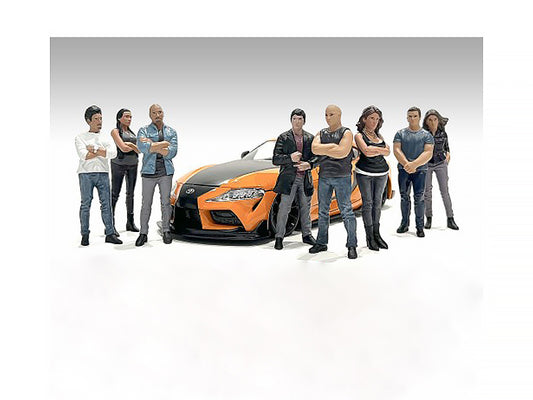 "Car Meet 3" 8 piece Figure Set for 1/18 Scale Models by American Diorama 