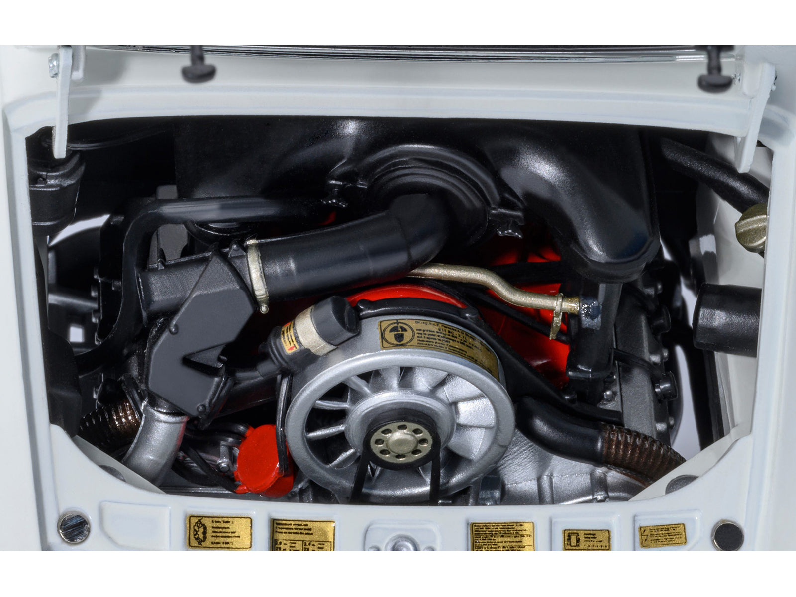 Porsche 911 Carrera 2.7 RS Grand Prix White with Red Stripes and Wheels 1/18 Model Car by Autoart