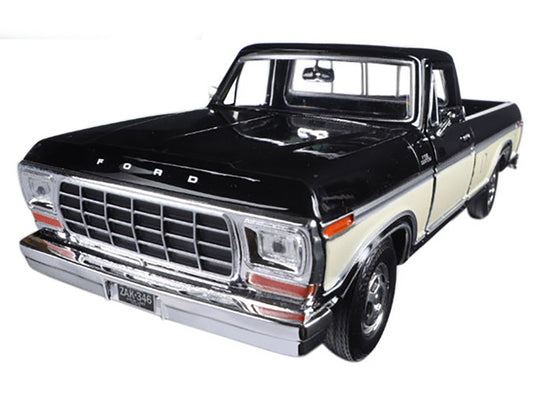 1979 Ford F-150 Pickup Truck 2 Tone Black/Cream 1/24 Diecast Model Car by Motormax