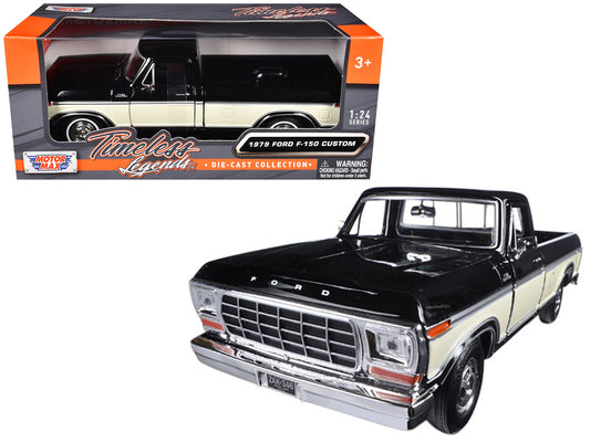 1979 Ford F-150 Pickup Truck 2 Tone Black/Cream 1/24 Diecast Model Car by Motormax