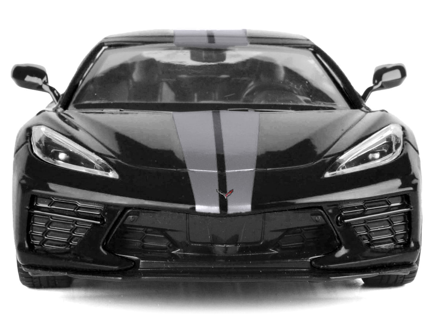 2020 Chevrolet Corvette C8 Stingray Black with Silver Stripes "Timeless Legends" Series 1/24 Diecast Model Car by Motormax