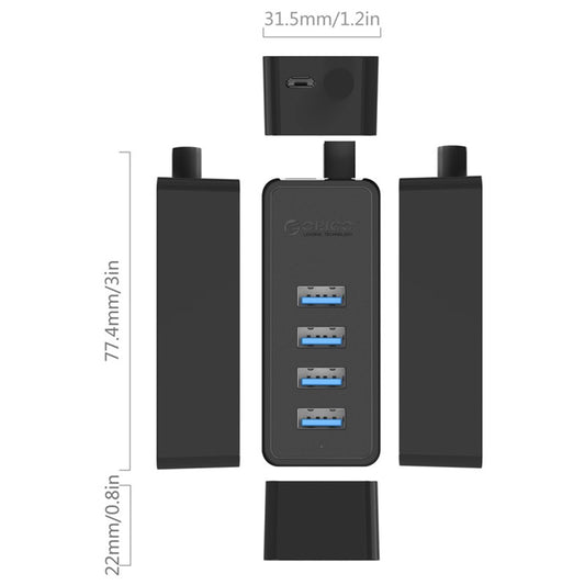 ORICO USB3.0 Desktop 4-Port HUB for Laptop Computer, Cable Length: 100cm
