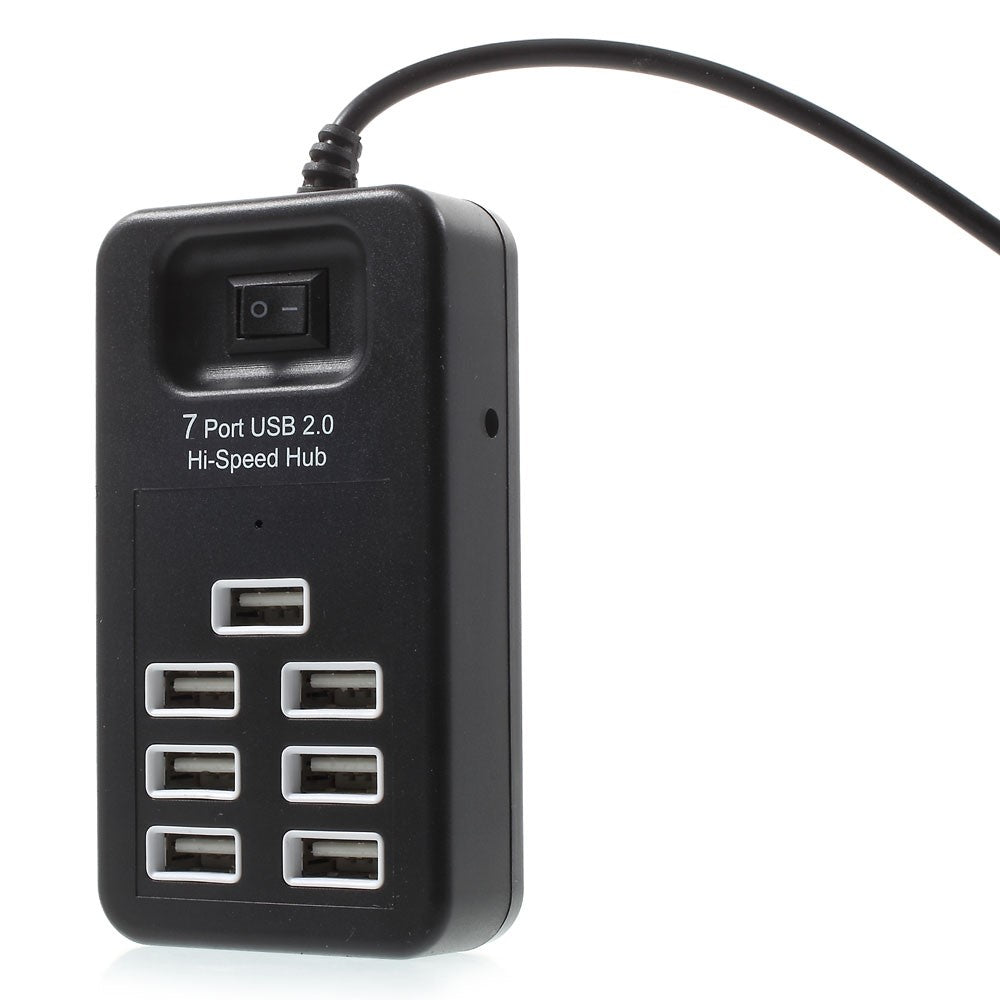 Portable 7 Ports USB 2.0 Hub with 1m Cable and Power Switch