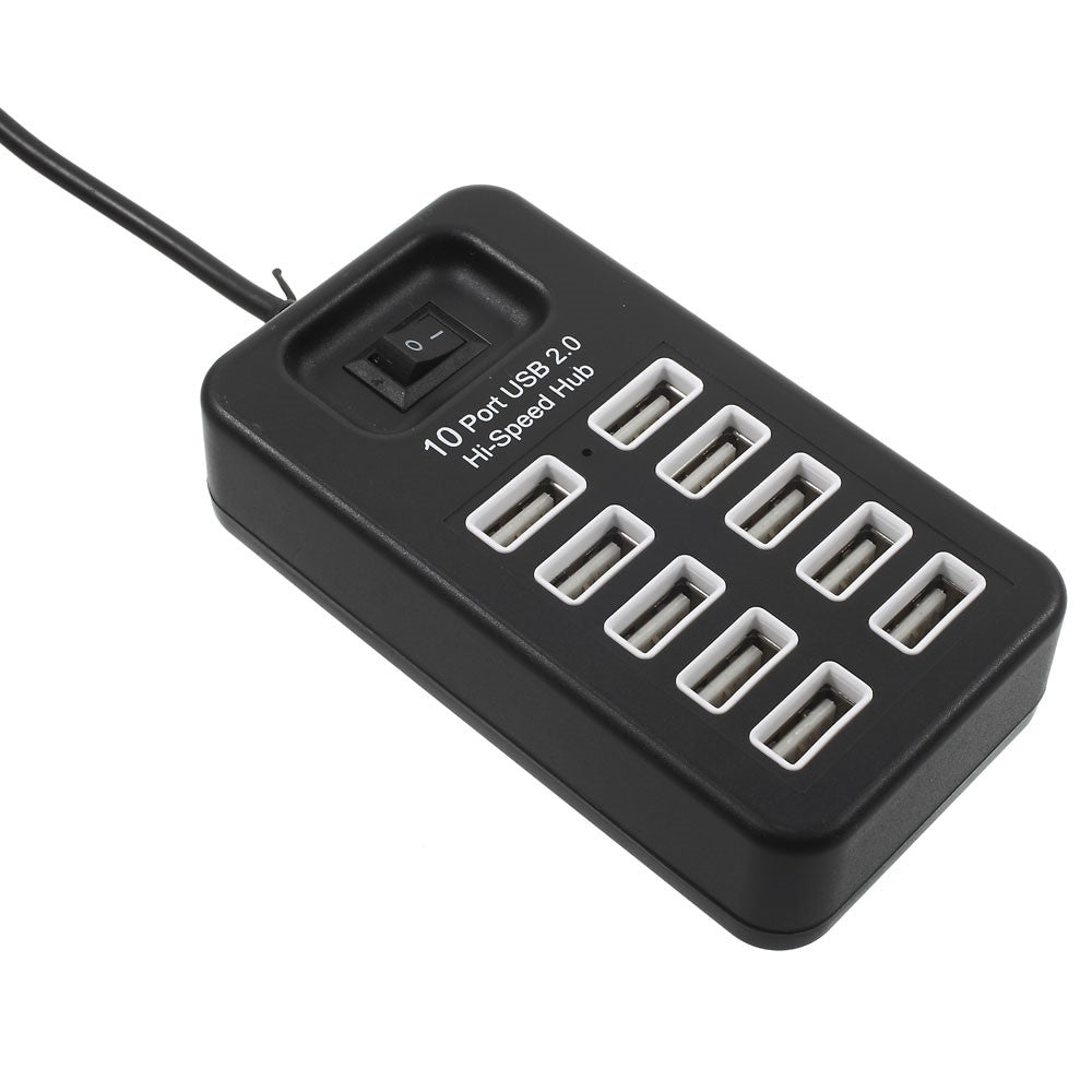 480Mbps High Speed 10-Port USB 2.0 Extender Hub with 1m Cable and Power Switch