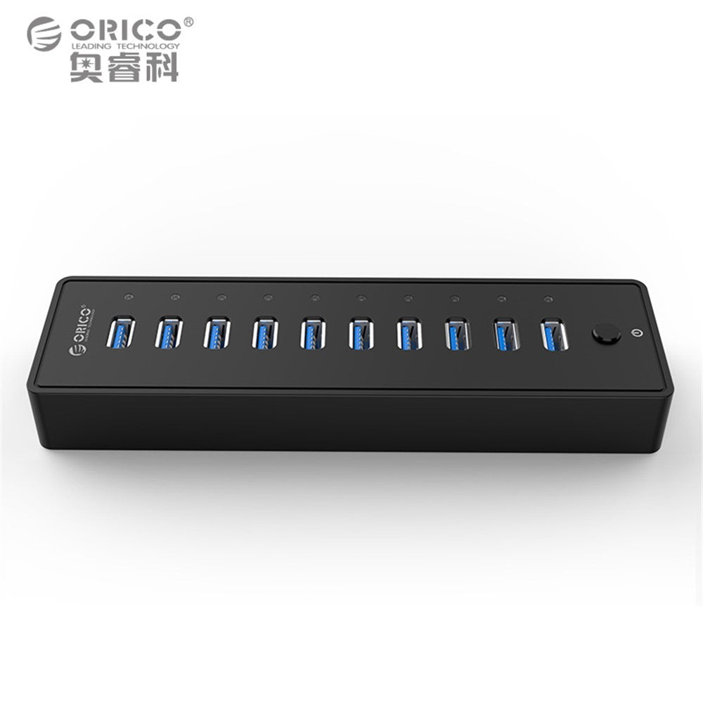 ORICO P10-U3 10 Ports Super Speed 5Gbps ABS USB3.0 Hub with 12V/3A Power Adapter