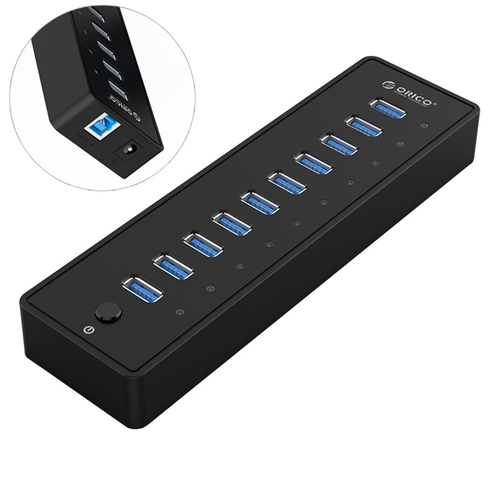 ORICO P10-U3 10 Ports Super Speed 5Gbps ABS USB3.0 Hub with 12V/3A Power Adapter