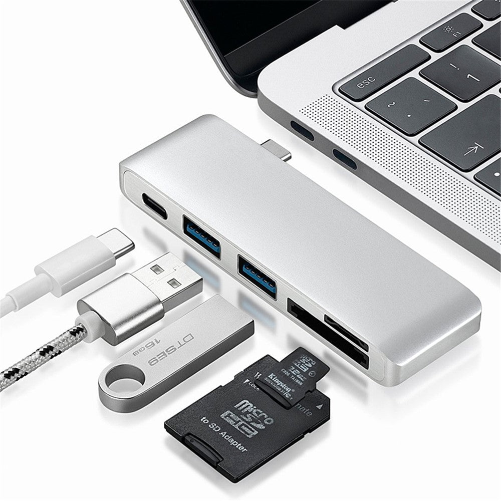5 in 1 Combo Multi-Port Type-C Hub Aluminum Alloy Adapter Converter for MacBook Pro (2016)