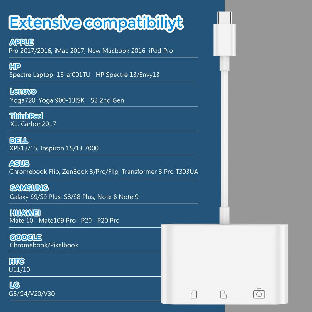 Type-C to SD/TF Card Reader USB OTG Hub Adapter