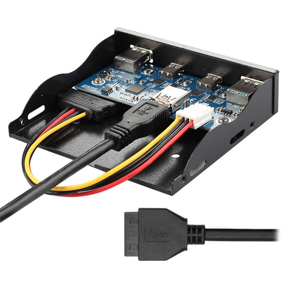 USB-C & USB 3.0 Hub 4 Ports Front Panel to Motherboard 20Pin Connector Cable for 3.5'' Floppy Bay