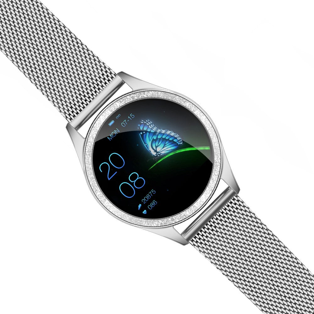 KW20 Multi-function Health Tracker IP68 Waterproof Bluetooth-compatible Smart Watch [Stainless Steel Strap]