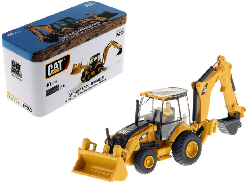  CAT Caterpillar 450E Backhoe Loader with Operator "High Line" Series 1/87 (HO) Scale Diecast Model by Diecast Masters