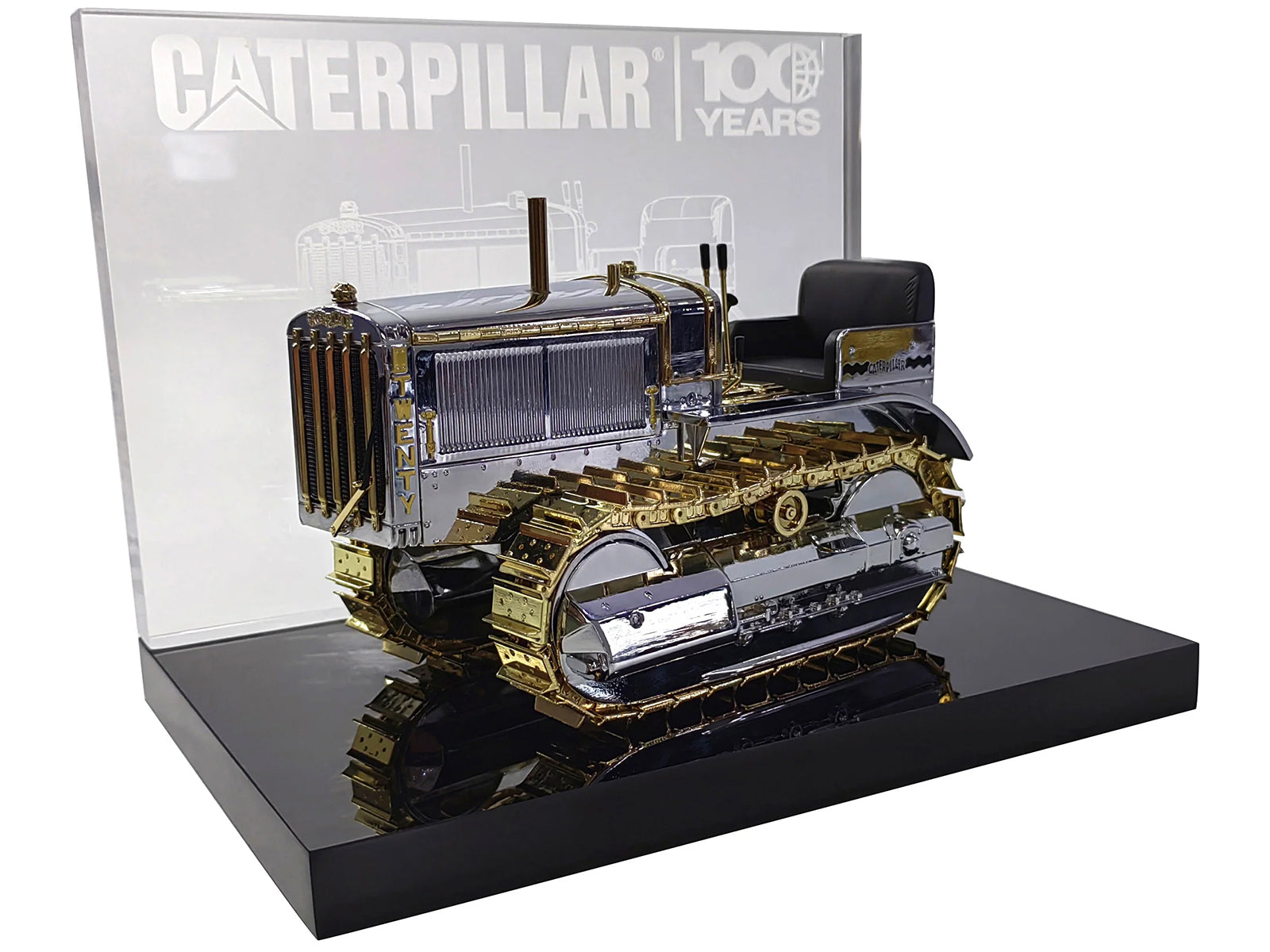 CAT Caterpillar Twenty Tractor "100th Anniversary" Chrome and Gold "Centennial Series" 1/16 Diecast Model by Diecast Masters