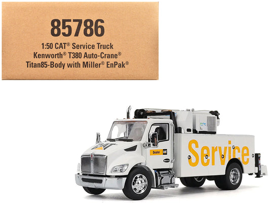 Kenworth T380 Auto-Crane Titan 85 Truck with Miller EnPak White "Transport Series" 1/50 Diecast Model by Diecast Masters