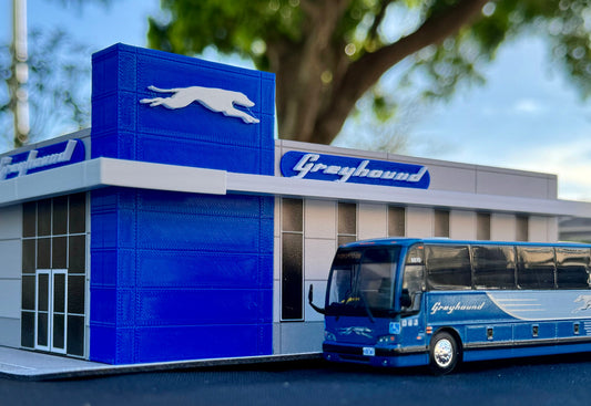 Greyhound Bus Station Diorama EZ Assembly Kit 1/87 (HO) Model by Iconic Replicas