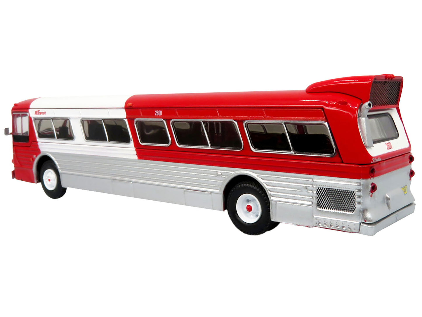 Flxible 53102 New Look Transit Bus "Pittsburgh Area Transit" Red and White "Vintage Bus & Motorcoach Collection" Limited Edition 1/87 (HO) Diecast Model by Iconic Replicas