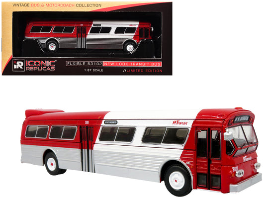 Flxible 53102 New Look Transit Bus "Pittsburgh Area Transit" Red and White "Vintage Bus & Motorcoach Collection" Limited Edition 1/87 (HO) Diecast Model by Iconic Replicas