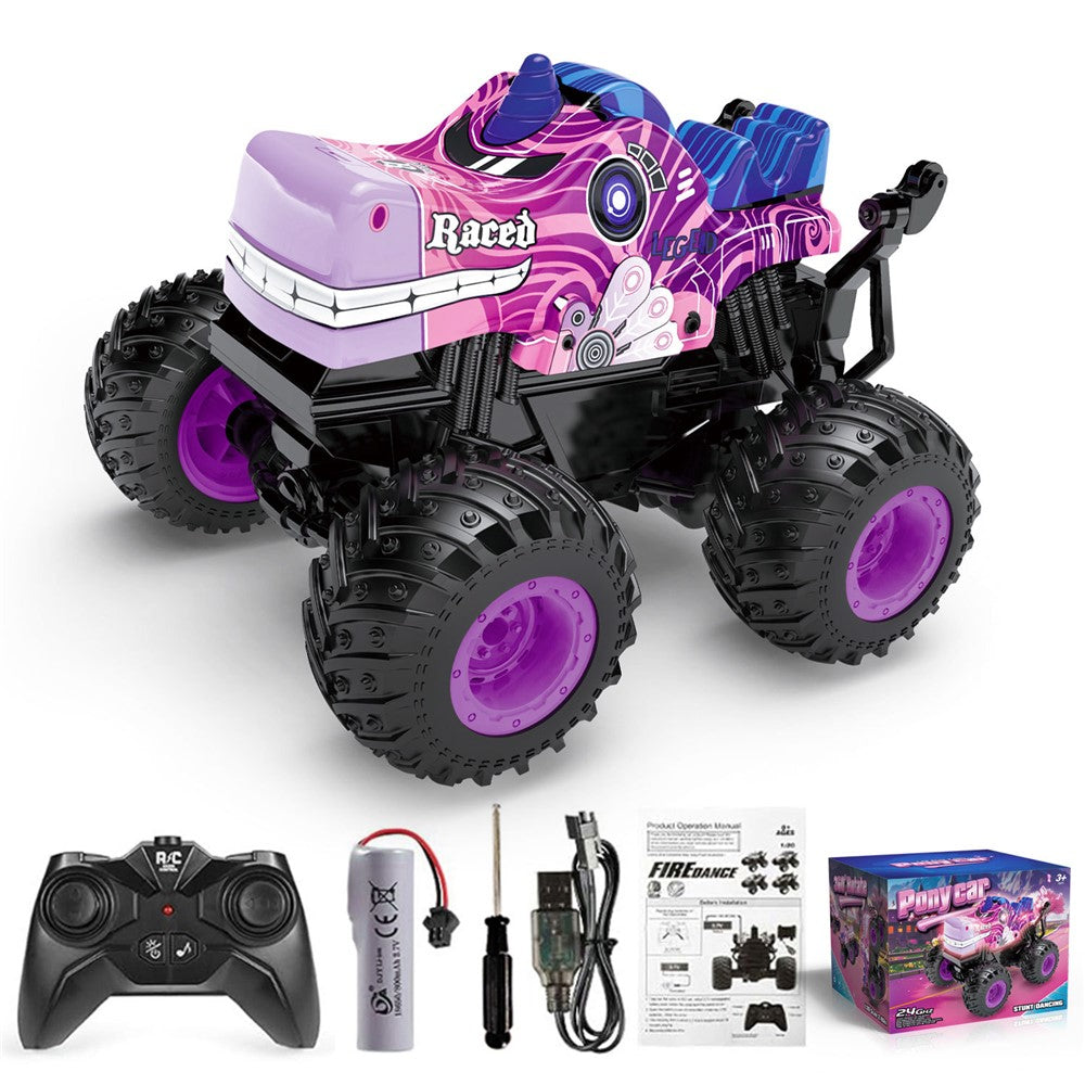 KY-S208A 1 / 20 Remote Control Car Cartoon Kids Stunt Car Toy with Light and Music