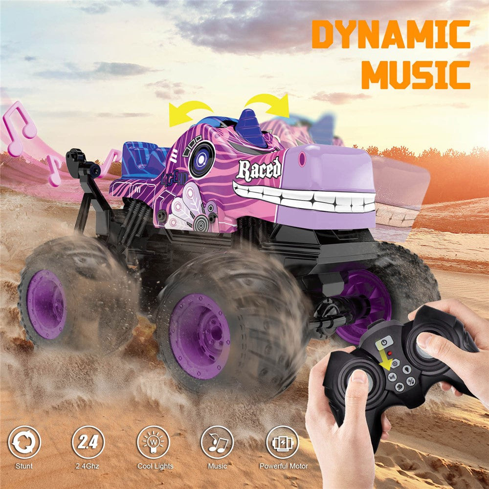 KY-S208A 1 / 20 Remote Control Car Cartoon Kids Stunt Car Toy with Light and Music