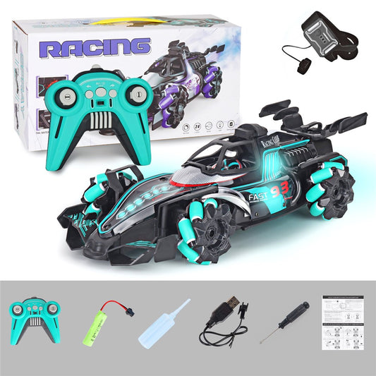 HD3377 1 / 14 RC Racing Car Toy Light Music Mist Spray Remote Control Car, Remote Controller + Gesture Sensing Controller