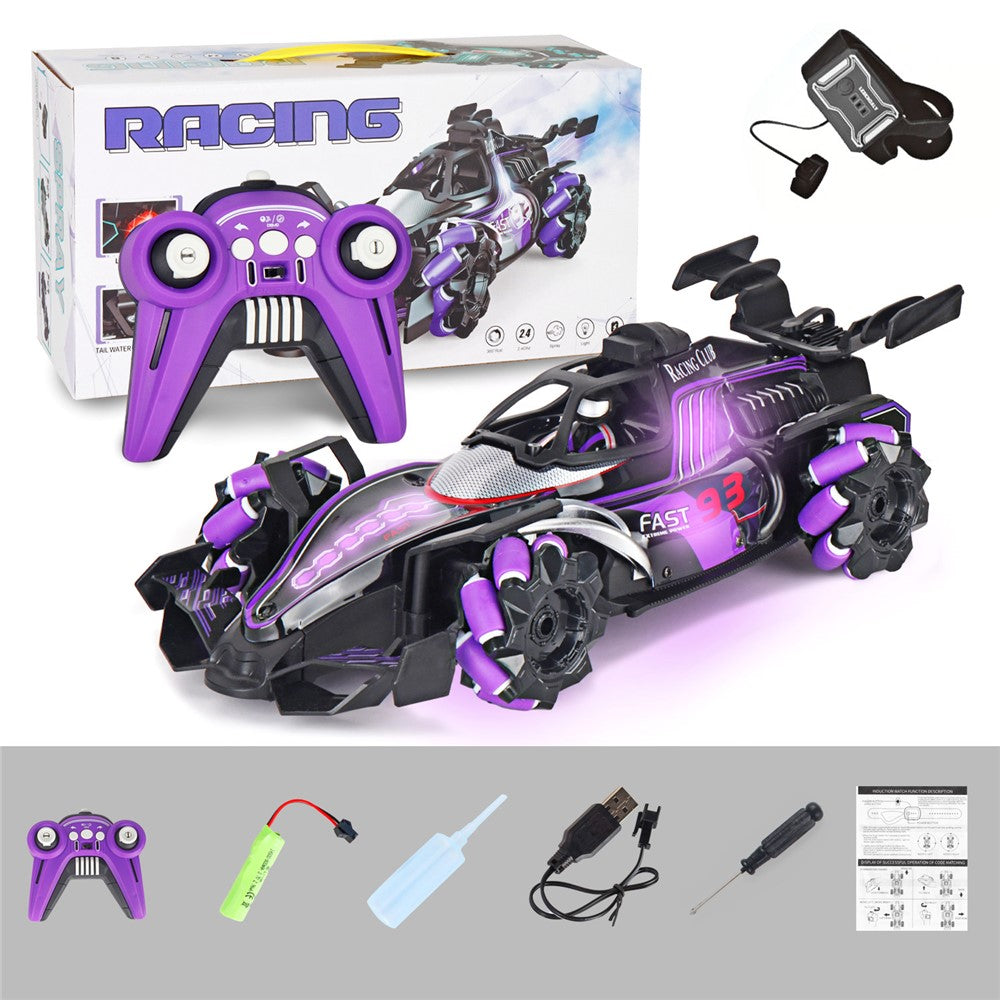 HD3377 1 / 14 RC Racing Car Toy Light Music Mist Spray Remote Control Car, Remote Controller + Gesture Sensing Controller