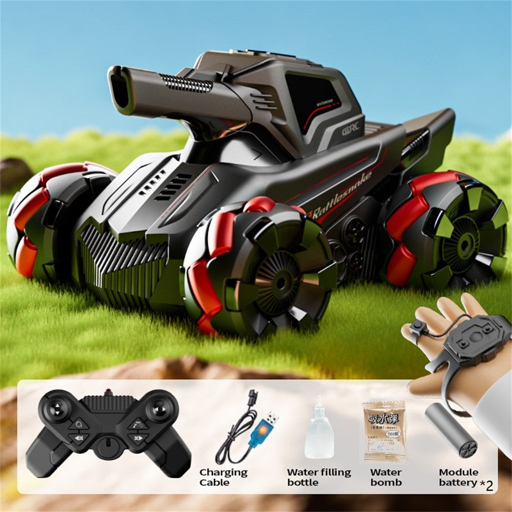 4DRC 4D-Y8 RC Tank Car 4WD Off-Road Water Bullet Shooter Dual Remote Control Dual Battery