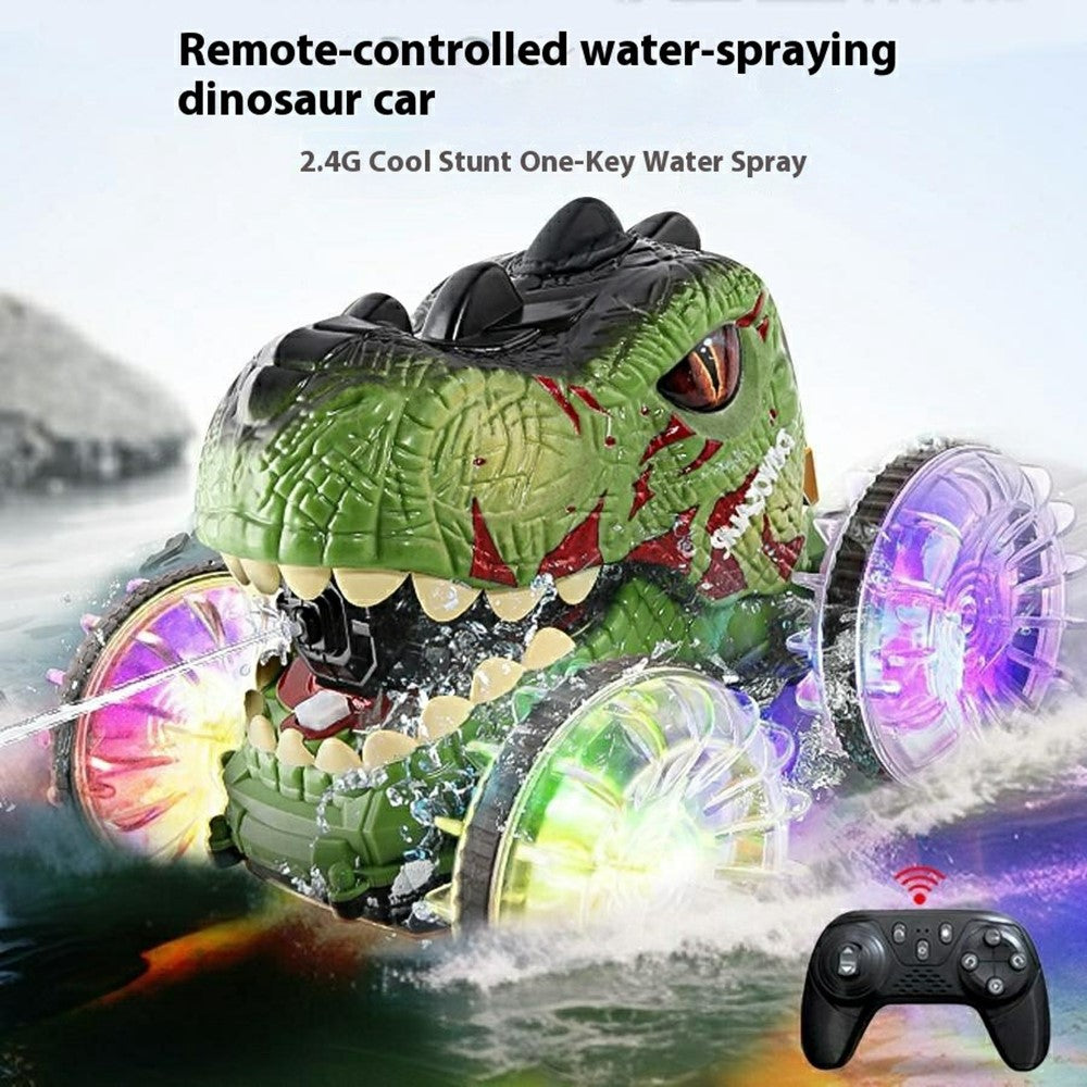 YL-125 2.4G RC Amphibious Dinosaur Car 360 Degree Rotation 4WD Stunt Vehicle with Water Spray Crawler Toy