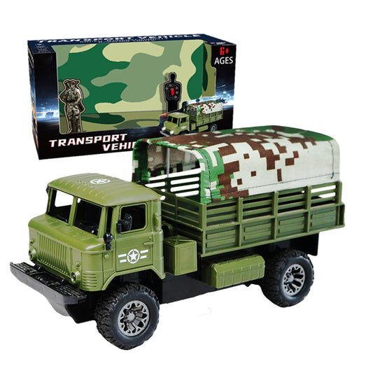 Four-Channel Remote Control Truck Model Toys Simulation Electric Car Toy Military RC Transport Vehicle