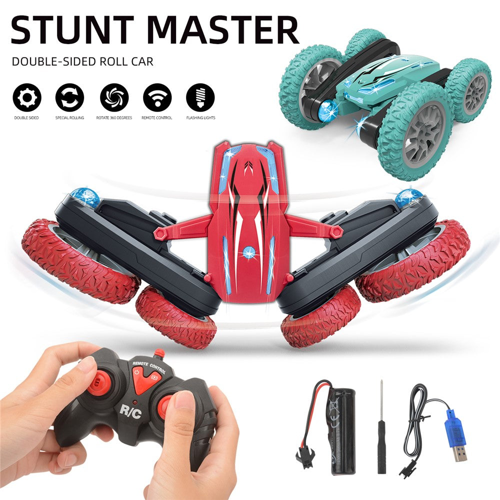 Double-sided Rotating Deformation Stunt 2.4G RC Car Children Boys Remote Control Light Music Car Toy